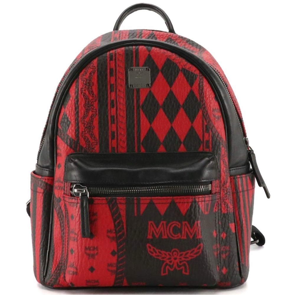 MCM Stark Small Backpack in Red Baroque Print